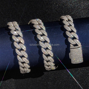 Bestseller Moissan ite Diamond Halskette 12mm Hip Hop Schmuck 925 Sterling Silber Armband Männer Frauen Iced Out Cuban Link Chain - Product Image 3