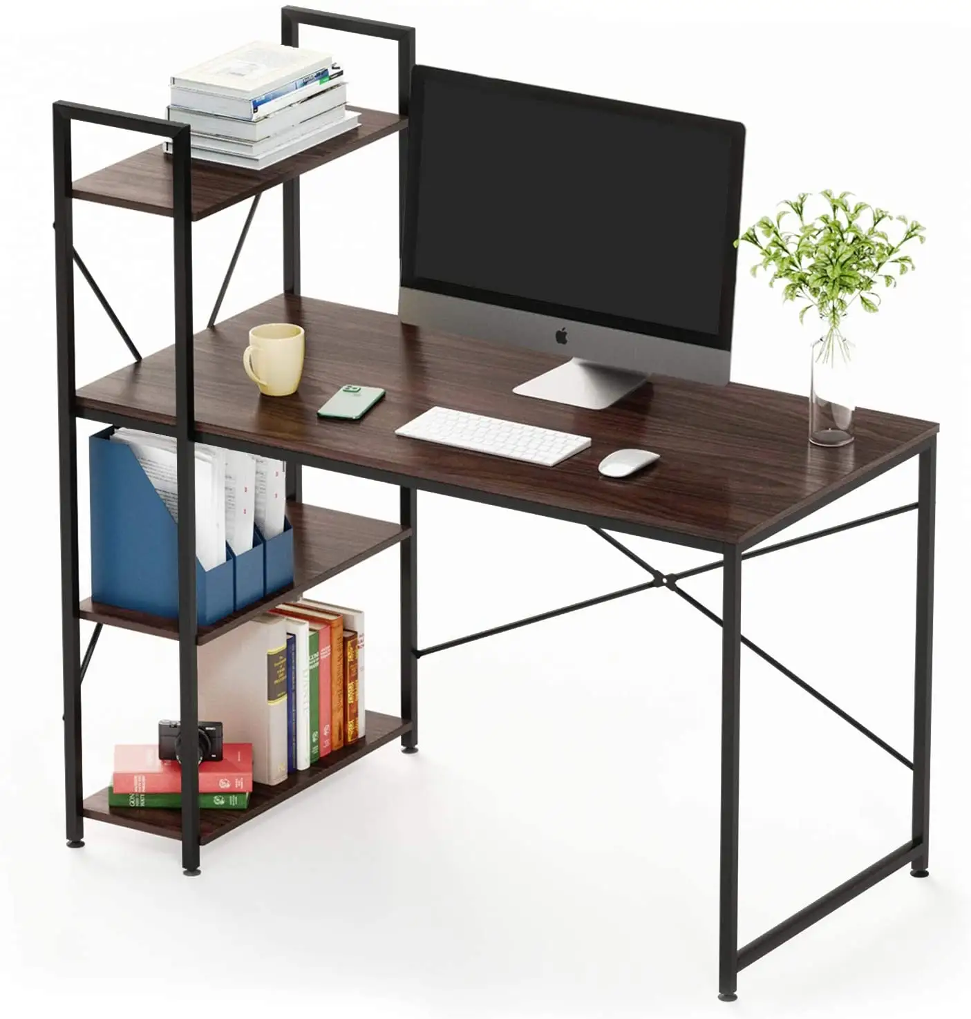 Ahşap masa ile ev kitap rafı mobilya bilgisayar masası ofis masası çalışma masası yazma