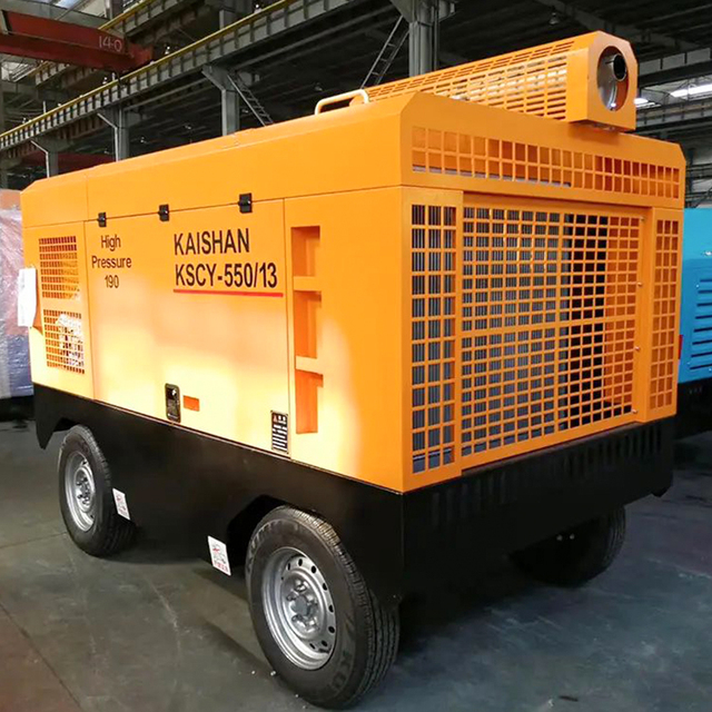 Kaishan 13 bar Portable diesel Screw air Compressor for Mining Drilling with Wheels KSCY-550/13