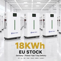 Système de batterie solaire au lithium 18 kWh 51,2 V 360 Ah avec plus de 10 000 cycles de charge, barre lumineuse et onduleur 50 kW pour alimentation de secours domestique, stock UE Allemagne