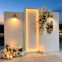 Mur de fond de scène de mariage à LED blanches, panneau personnalisé avec logo pour photomaton, idéal pour la décoration de réceptions, cérémonies, banquets et événements