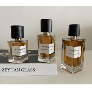 Bottiglia di Vetro Quadrata Personalizzata per Profumo Spray 30ml 50ml 100ml, Flacone di Lusso per Parfum con Tappo in Legno - Product Image 1