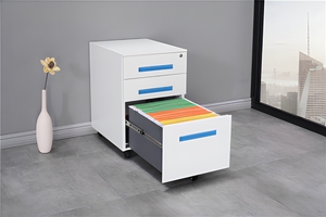 Modern KD Structure Steel <b>Filing</b> Cabinet with Key Lock Mobile Office Furniture for Home Office Commercial Use Blue White Design - Product Image 2