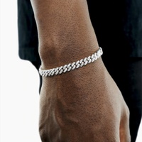Chaîne cubaine en argent massif 925, largeur 6 mm à 10 mm, rangée simple, bracelet en diamant moissanite VVS pour femmes/hommes, hip-hop