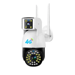 Haute qualité sécurité à domicile 4MP 4G extérieur étanche panoramique-inclinaison Alam Vision nocturne HD double lumière double objectif caméra PTZ