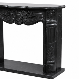 Chimenea Tradicional de Mármol con Tallado Ornamental, de Piedra Negra, para Interiores, con Leña, para Sala de Estar - Product Image 5