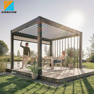 Pérgola Motorizada Bioclimática de Alta Calidad con Persianas Ajustables, Impermeable y con Protección Solar para Restaurantes y Áreas de Comedor al Aire Libre - Product Image 5