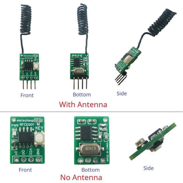BSSY)RFCE001 Mini 433M 2CH EV1527 PT2262 2264 Remote Control Learning Fixed Code ASK OOK Decoding Module 3.3V 3.7V 5V