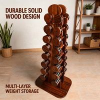 Ensemble d'haltères réglables en bois de noyer de luxe - Équipement de fitness portable, écologique et ergonomique pour la maison