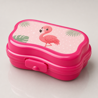 Boîte à lunch pour enfants en plastique 3D, style mignon, avec couvercle en plastique, stockage alimentaire écologique pour l'école et le camping