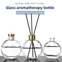 Diffuseur d'arômes en verre plat et rond, vase flottant pour fleurs, bouteille vide pour parfum d'intérieur, bouchon pour parfum d'ambiance