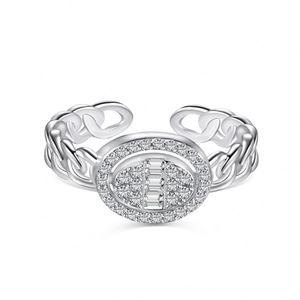 Dylam Graceful 925 <b>Sterling</b> <b>Silver</b> Rhodium Plated Non Tarnish 5A Cubic Zirconia Baguette Open <b>Adjustable</b> Women Jewelry <b>Rings</b> - Product Image 1