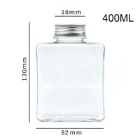 Bouteille de jus carrée style influenceur à motif floral, emballage minimaliste en plastique PET vert, bouchon couronne, couvercle perforé, 500 ml, pour boissons