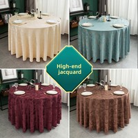 Nappe ronde jacquard pour hôtel et banquet, couverture de table durable en relief pour mariage, fête, restaurant, personnalisation possible