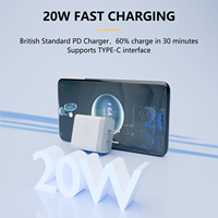Chargeur mural USB-C PD 20W à charge rapide, normes US, UE, UK, avec sortie 5V/3A pour ordinateur portable, téléphone portable, montre connectée, outil électrique, appareil photo