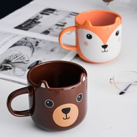Tasse à café en céramique avec poignée en forme d'animal mignon, résistante aux hautes températures, logo personnalisé, mug de couple, dessin animé
