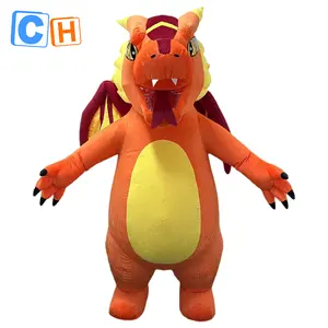 CH turuncu dragoncosplay maskot bez peluş, gerçekçi karikatür maskot kostümü