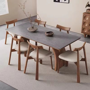 <span class=keywords><strong>Tavolo</strong></span> da pranzo contemporaneo in legno massello <span class=keywords><strong>struttura</strong></span> unica gamba curva resistente elegante per zona pranzo - Product Image 3
