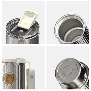 Gobelet de voyage de luxe en titane pur TA1 395 ml, ultra léger 210 g, maintien au froid 24h et au chaud 12h, texture verticale, personnalisable avec logo, pour café nomade - Product Image 4