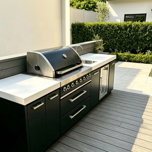 Set di <span class=keywords><strong>Mobili</strong></span> da <span class=keywords><strong>Cucina</strong></span> da Esterno Moderni in Acciaio <span class=keywords><strong>Inox</strong></span> 304 con Isola BBQ e Griglia, Arredamento Modulare per <span class=keywords><strong>Cucina</strong></span> da Giardino - Product Image 3