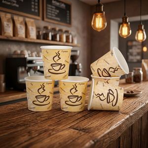 Vente en gros de gobelets en papier kraft biodégradables personnalisés de 7 oz pour boissons chaudes et froides avec couvercles - Product Image 2