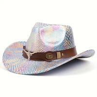 Chapeaux de cowboy bohèmes en gros, imprimé serpent irisé, style Longhorn, pour festivals de musique gothiques, chapeaux de fête personnalisés pour adultes