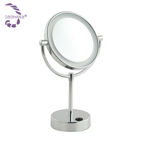 Miroir de bureau blanc personnalisé à double face et à gradation LED pour salle de bain de maquillage en acier au carbone