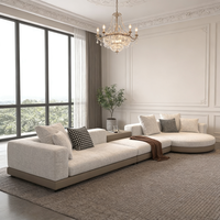 Ensemble de canapés modulaires de luxe en forme de L avec coins arrondis et coussins en mousse haute densité pour l'ameublement de la maison