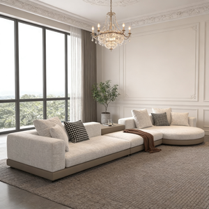 Juego de Sofás Seccionales Modulares de Lujo en Forma de L con Esquinas Redondeadas y Cojines de Espuma de Alta Densidad para Muebles del Hogar - Product Image 4