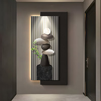 Lampe murale décorative rectangulaire abstraite haut de gamme Stone Fortune pour entrée, idéale pour suspendre en face de la porte dans le salon