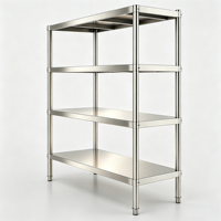 Étagère de rangement en acier inoxydable robuste et facile à nettoyer, 4 niveaux, pour cuisine commerciale, vente en gros pour restaurants