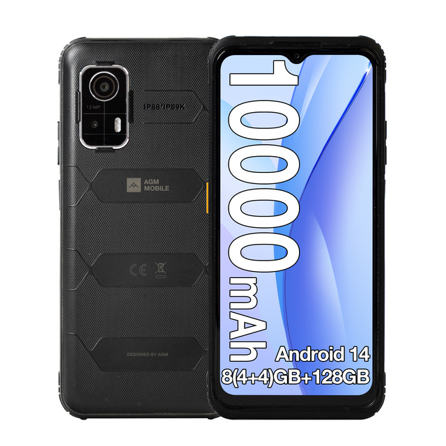 AGM H MAX Android 14 10000mAh 8(4+4)GB+128GB 90Hz Unlock 6.56 Inch T606 Octa Core 4G Rugged Phone with NFC