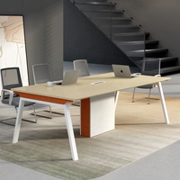 Table de conférence de bureau moderne en MFC, rectangulaire, taille personnalisable, 12 places, usage commercial