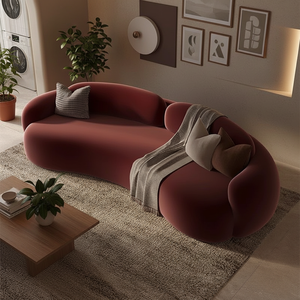 Sofá Cama Extensible Moderno de Terciopelo de Tres Plazas Color Crema para Centro Comercial, Casa de Huéspedes, Oficina, Tienda de Ropa, Salón de Belleza - Product Image 3