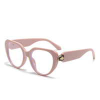 Nuevas gafas lisas de ojo de gato, decoración de cabeza de serpiente de Metal personalizada, gafas de moda, montura de PC, gafas de mujer