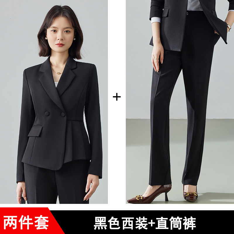 Black suit straight-leg trousers