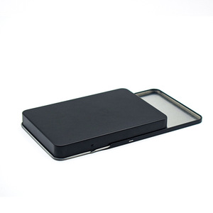 Boîte en métal rectangulaire en fer blanc avec couvercle à charnière, couleur noir et argent, étui de rangement recyclable pour cigares et cigarettes - Product Image 3