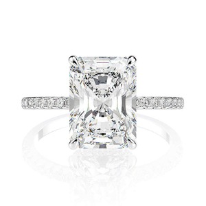 High Quality Classic VVS Moissanite IGI Certified Sterling <b>Silver</b> <b>Emerald</b> Cut Engagement <b>Ring</b> for Women - Product Image 1