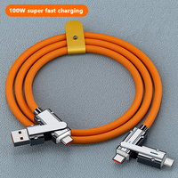   Câble de données USB 4 en 1 de type C micro en alliage de zinc pour téléphone portable Android, prix d'usine de 1 m, 1,2 m, 2 m, 100 W, avec la meilleure qualité