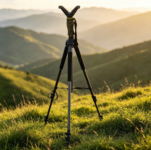 V-Shaped Tripod Shooting Rest with External Lock & Detachable Rotating Handle for Hunting and Precision Shooting