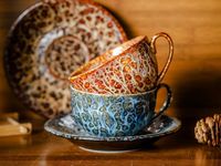 Tasse à latte et soucoupe rondes en céramique élégantes 250 ml – Ensemble de tasses à café de haute qualité pour la maison, le café et la table – Idéal pour la consommation quotidienne du café