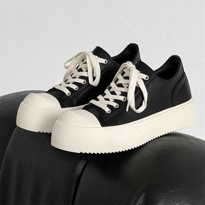 Zapatos casuales negros para hombre, zapatillas blancas, zapatos de suela gruesa que aumentan la altura, estilo británico, zapatos de ala ancha para hombre - Product Image 1