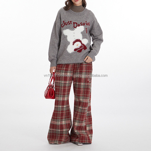 Suéter Personalizable con Diseño de Letras y Dibujos Animados, Cuello Redondo, Holgado, para Otoño e Invierno, Tejido Jacquard, para Hombre y Mujer - Product Image 1