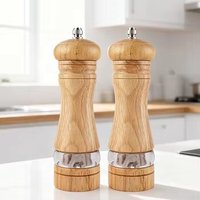 Premium Naturkautschukholz Pfeffermühlen-Set Meersalzmühlen Gewürzstreuer Gewürzbehälter für Küche und Haushalt