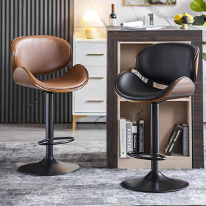 Wss Factory Custom Household Furniture Leather <b>Bar</b> Chair Steel Leg <b>Bar</b> Counter Rotating <b>Bar</b> <b>Stool</b> <b>Adjustable</b> - Product Image 6