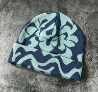 Bonnet en tricot jacquard abstrait, motif géométrique floral rétro, chapeau d'hiver unisexe chaud, style streetwear, pour commande en gros