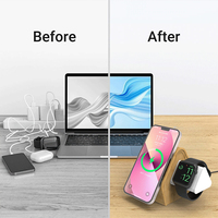 Station de charge sans fil rapide 3-en-1 Bamboo PD 15W avec support magnétique pour iPhone/Watch/