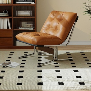 Sillón de Salón con Respaldo Alto Tapizado en Cuero Sintético, Estructura de Acero Inoxidable, Muebles de Salón, Sofá Individual, Sillones Decorativos, Estilo Bauhaus - Product Image 6