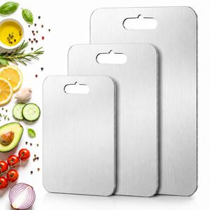 Planche à découper personnalisée en métal, planche à découper en acier inoxydable pour la cuisine, légumes, pain, viande, planche à découper double face en titane - Product Image 1