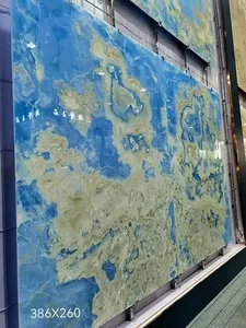 Billige blaue Onyx Steinplatte Badezimmer Waschtisch platte eine Hintergrund wand Onyx